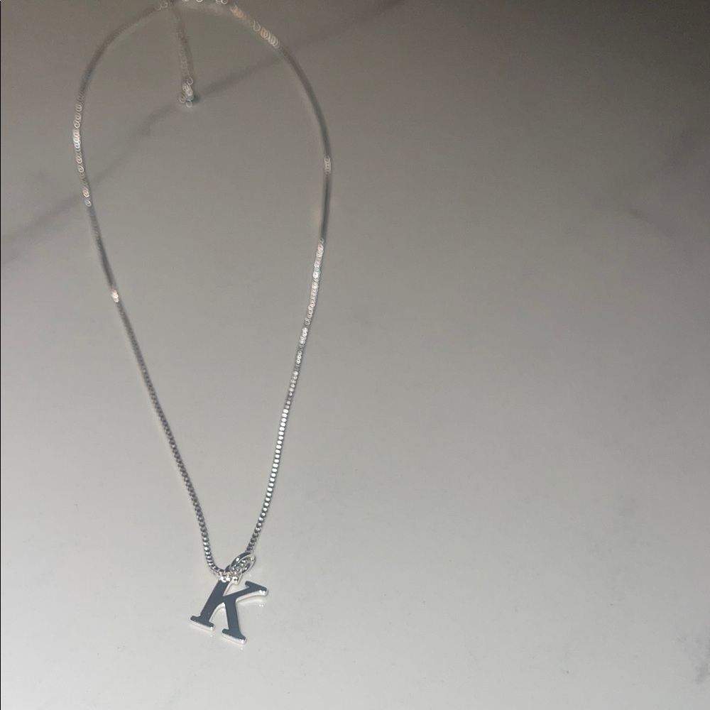 Elegant Silver Initial Necklace K